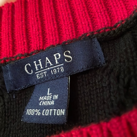 CHAPS Striped Sweater, Black/Red, Size Medium - Picture 4 of 4
